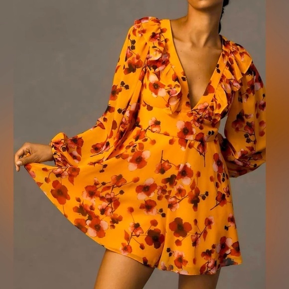 Hutch Pants - Hutch Deep V Floral Romper Size Medium Anthropologie